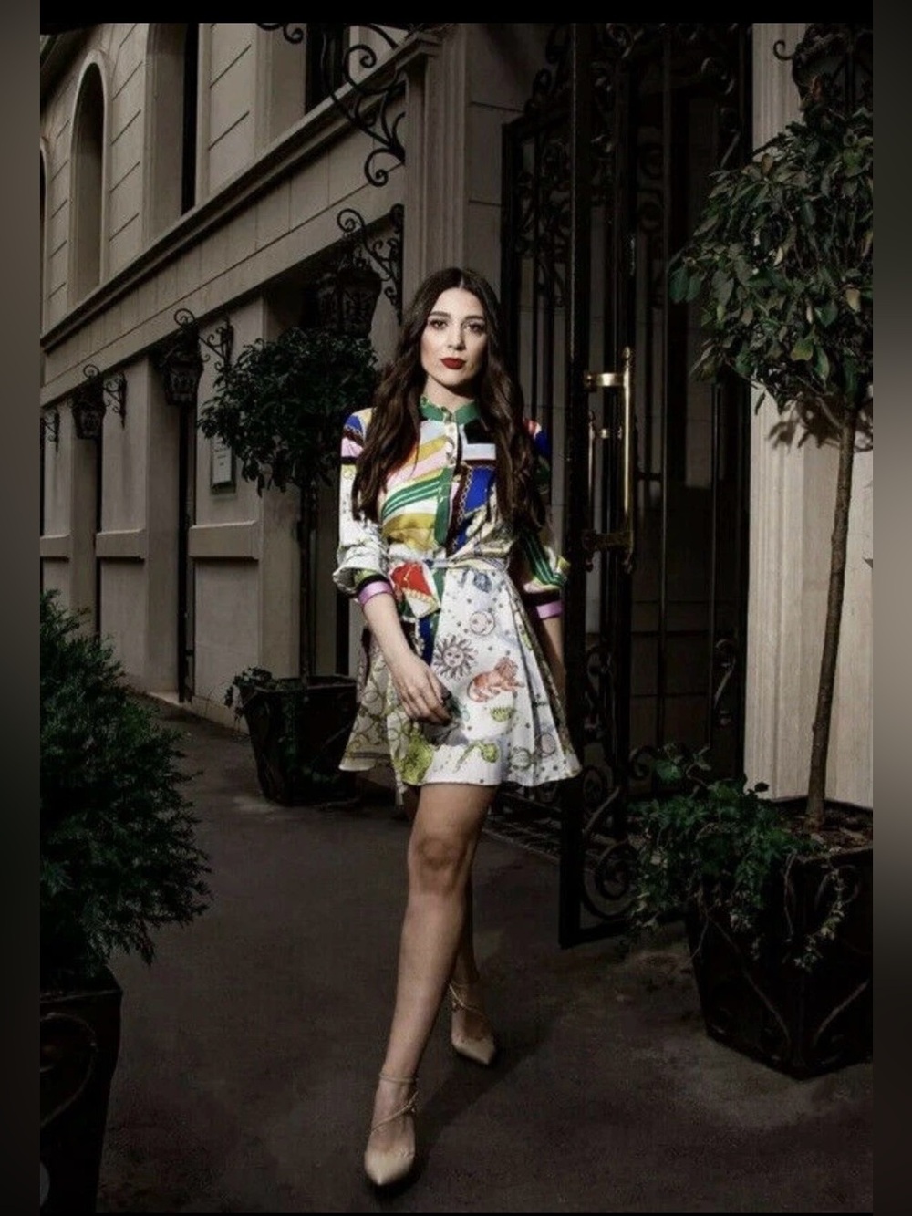 Zara Vintage Scarf Inspired European Summer Print Button Up Belted Dress. Small - Picture 5 of 16